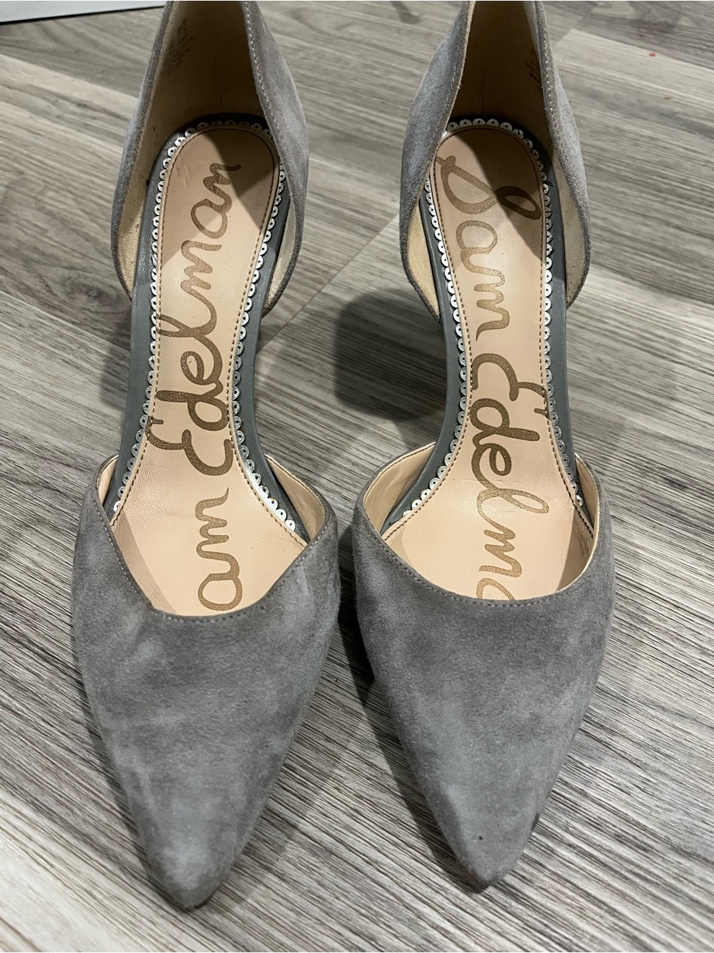 Sam Edelman Gray Suede Pointed Kitten Heels - Picture 5 of 7